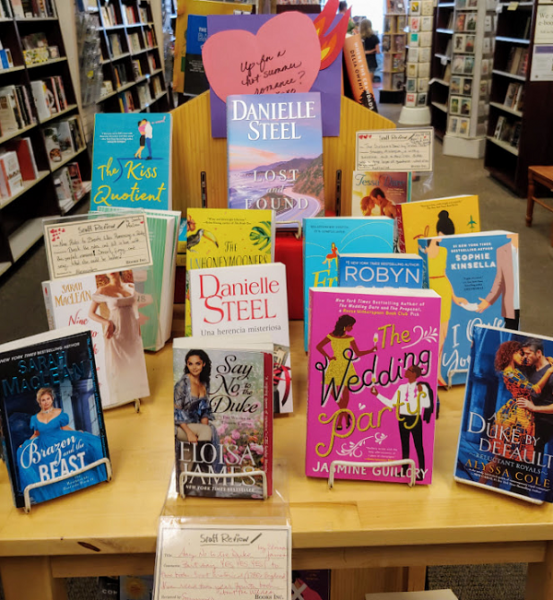 The romance section at Books Inc.