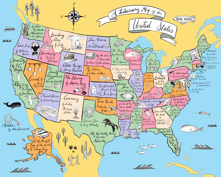 Literary map of the USA