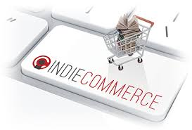 Shopping cart on keyboard key labeled "IndieCommerce."