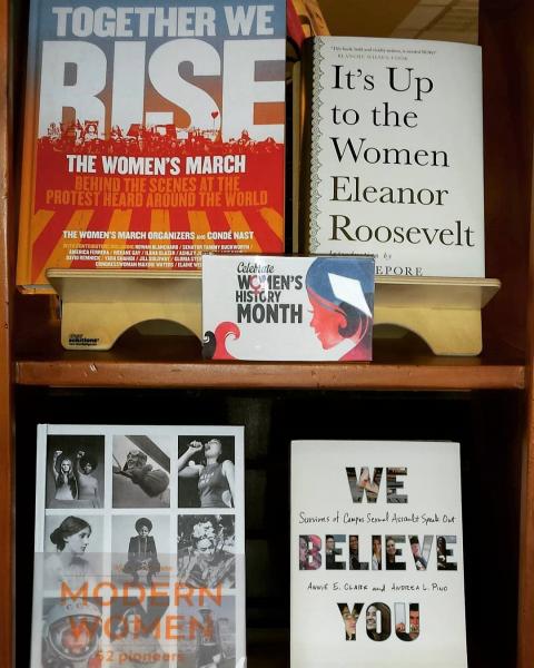 Mitzi's Books' Women's History Month display