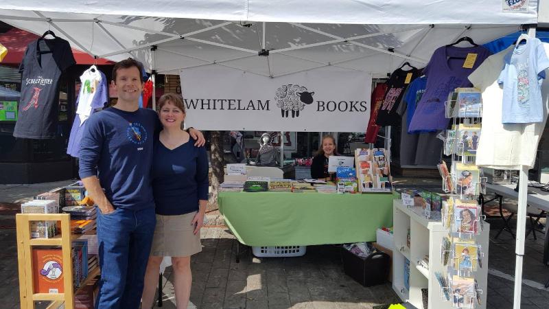 Paul and Liz Hopper Whitelam created a pop up bookstore for the Fall Street Faire in Reading, Massachusetts, to generate excitement about Whitelam Books, opening in early November.