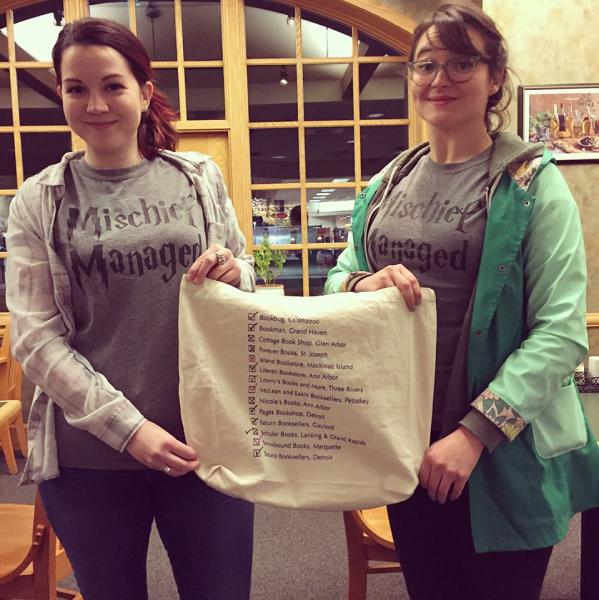 Booksellers Emily Galer, left, and Zoe McKinney return from a bookstore road trip.