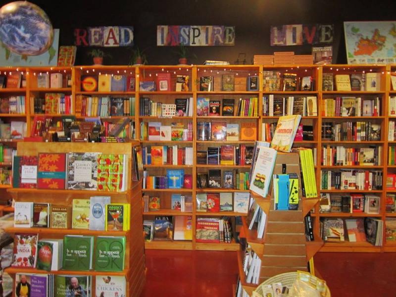 Shelves of books at Source Booksellers