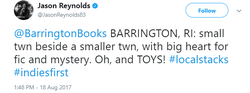 Jason Reynolds Barrington Books tweet