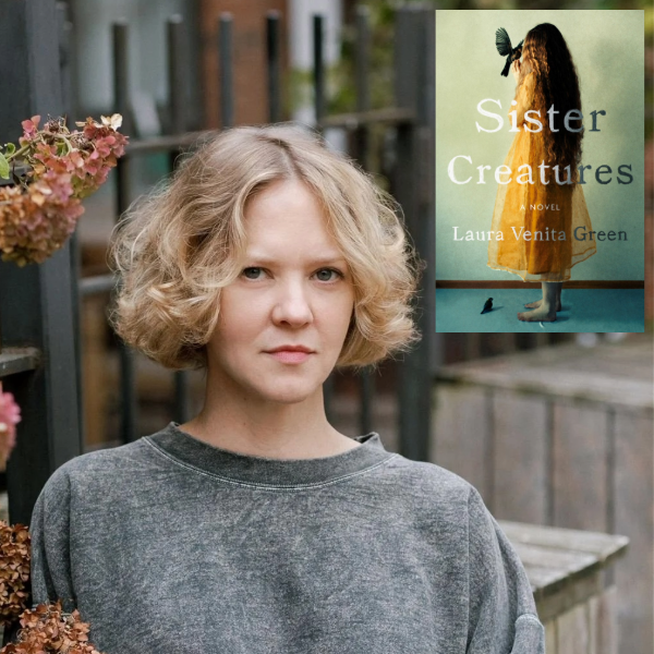 Picture of author Laura Venita Green and the cover image for Sister Creatures.