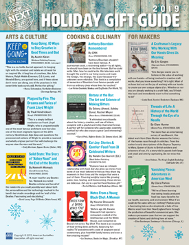 2019 Holiday Gift Guide featuring 10 titles recommended by indie booksellers