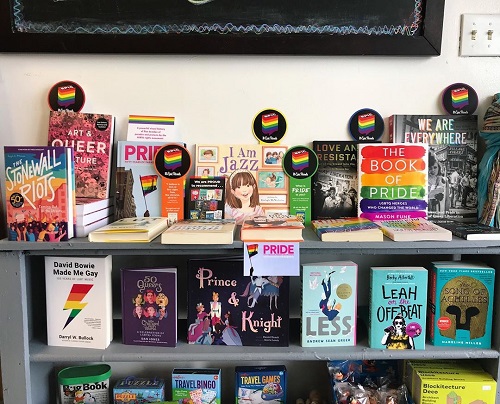 A Pride-themed display at Books & Books.