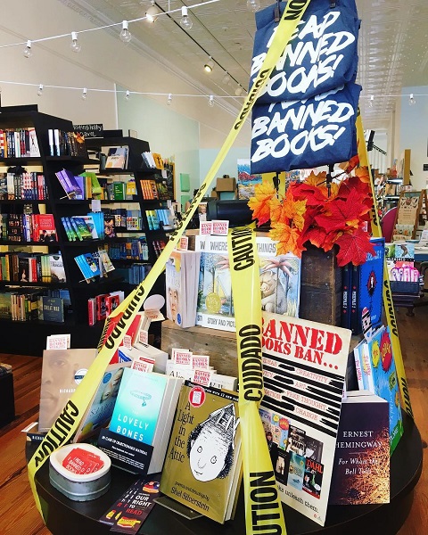 The Bookshelf’s Banned Books Week display.