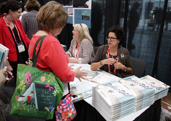 Marla Frazee signs copies of “The Bossier Baby” in the ABA Member Lounge.