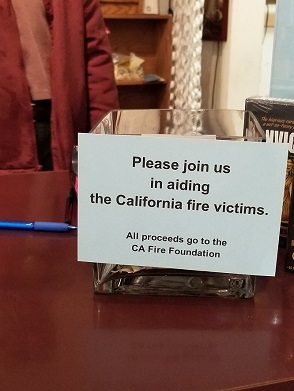Readers' Books in Sonoma is collecting money in a jar for the California Fire Foundation. 