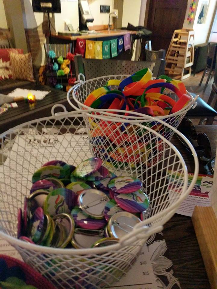Green Toad offered free Pride buttons and wristbands to customers.