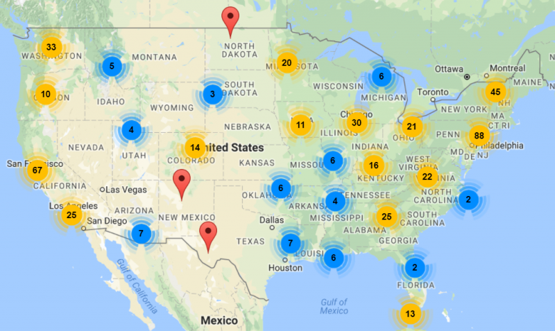 Independent Bookstore Day 2018 map of participating stores