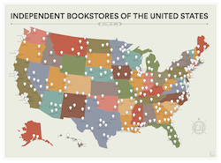 Map of independent bookstores of the United States