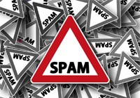 Triangular signs with the word "Spam" in them