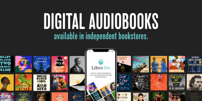 Digital audiobooks available in independent bookstores (with pictures of book cover images)