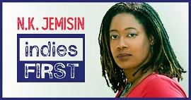 N.K. Jemison is this year's Indiess First spokesperson. Image includes a headshot of the author. 