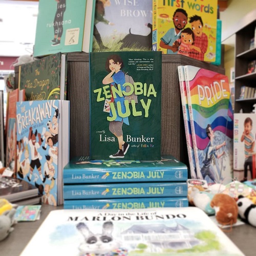 A book display featuring ZENOBIA JULY at Print: A Bookstore.
