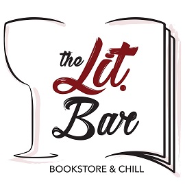 The Lit. Bar logo, which is a wine class and a book combined.