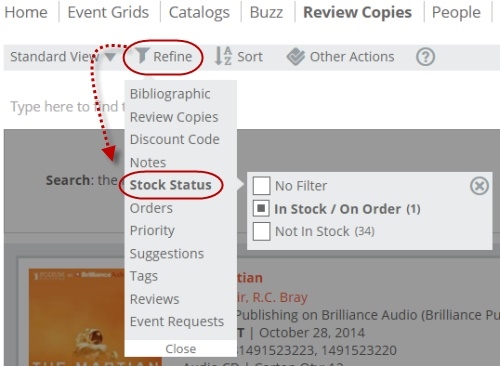 Example of how to filter a catalog or a title list.