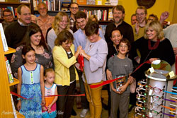 The ribbon-cutting at 2 Dandelions Bookshop