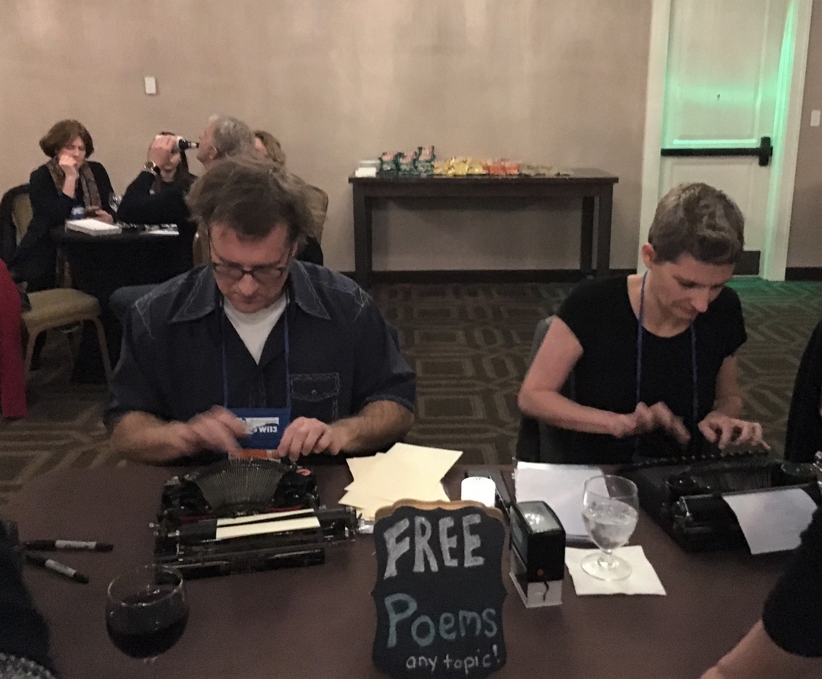 The writers of Typewriter Rodeo created on-the-spot poems for the Young Professionals After Party.