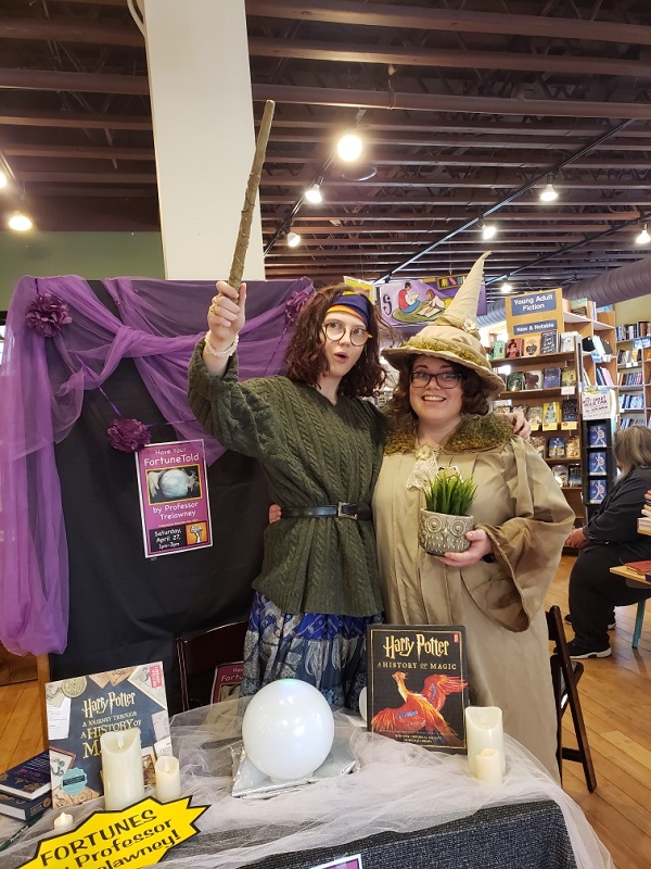 Booksellers dressed up for Independent Bookstore Day at Village Books and Paper Dreams.