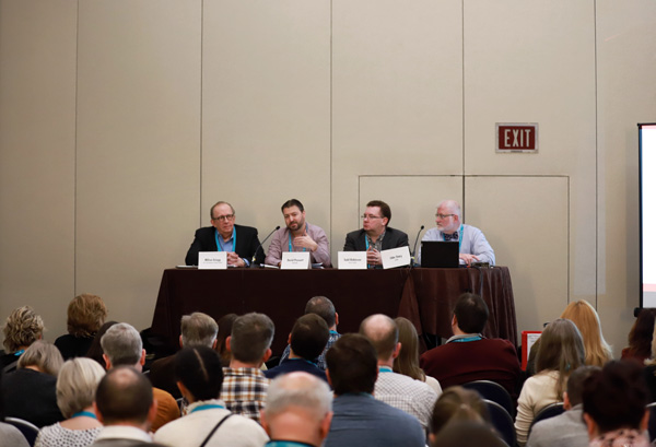 Panelists discuss strategies for integrating board games into bookstore sales.