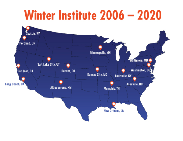 Winter Institute locations from 2006 to 2020