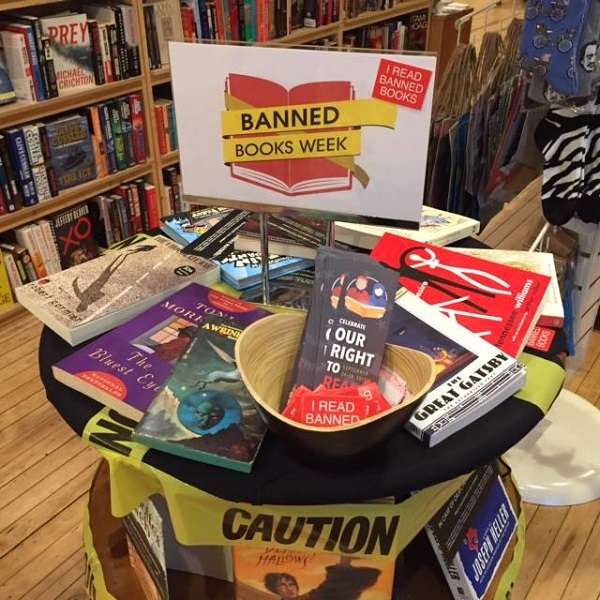 Zenith Bookstore’s Banned Books Week display.