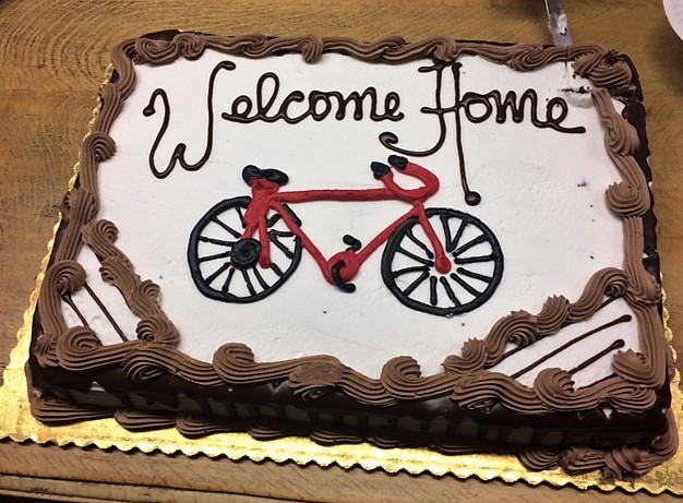 Chuck Robinson's bike journey was celebrated by supporters and friends.