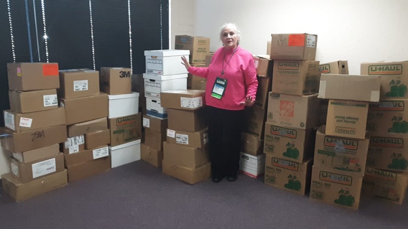 Denise Chavez with boxes