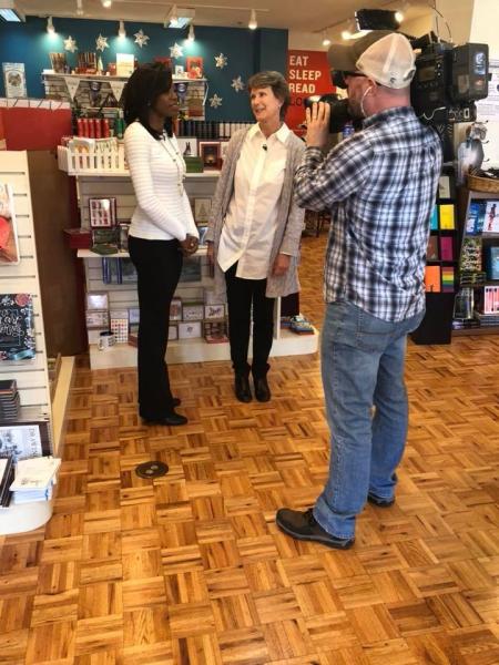 Channel 6abc's Melissa McGee interviews Lahaska Bookshop owner Glenda Childs.