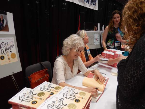 E.B. White Middle Reader Award winner Kate DiCamillo autographing in the ABA Indie Bookseller Lounge.