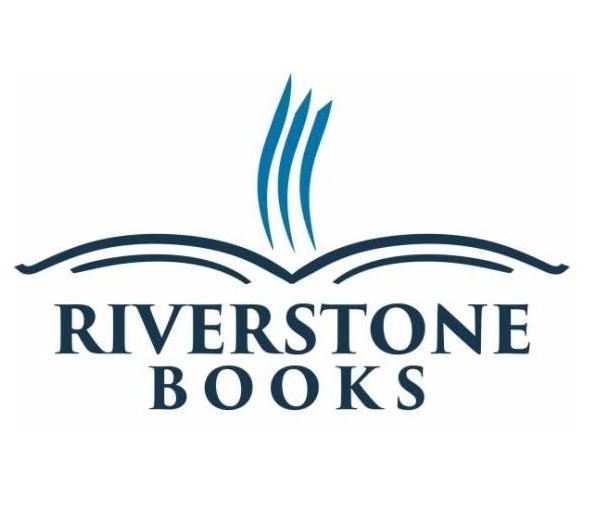 The logo for Riverstone Books is inspired by the rivers and stony soil of Pittsburgh