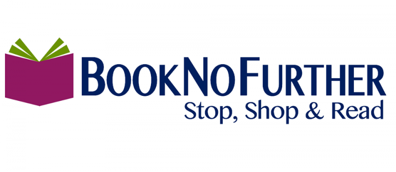 Book No Further’s logo features the bright white and fuchsia colors of the store.