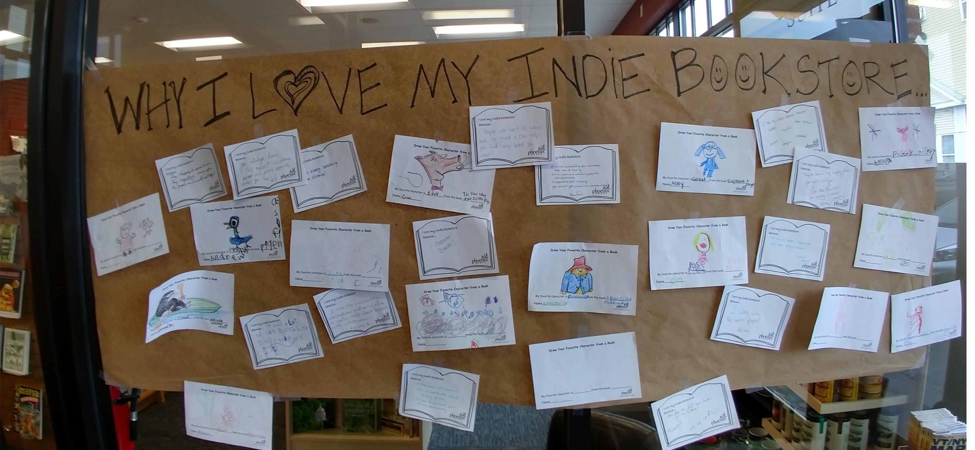 At Phoenix Burlington, customers added their thoughts to the "Why I love my indie" display.
