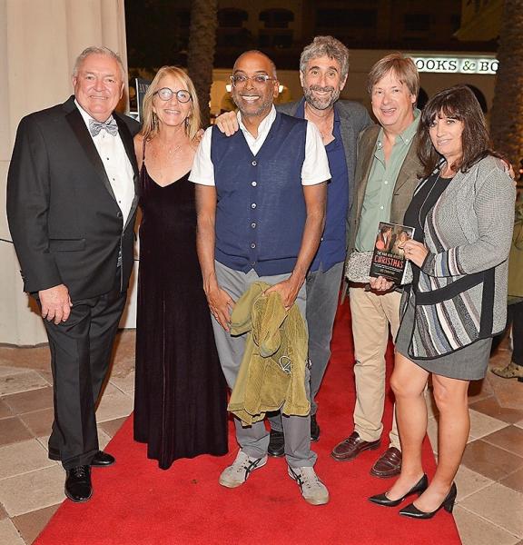 At the Miami movie premiere, from left to right: Les Standiford, Kimberly Standiford, Bharat Nalluri, Mitchell Kaplan, Dave Barry, and Michelle Kaufman. Photo by Johnny Louis.