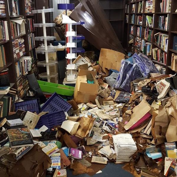 Cavalier House Books' warehouse was damaged by four and a half feet of floodwater.