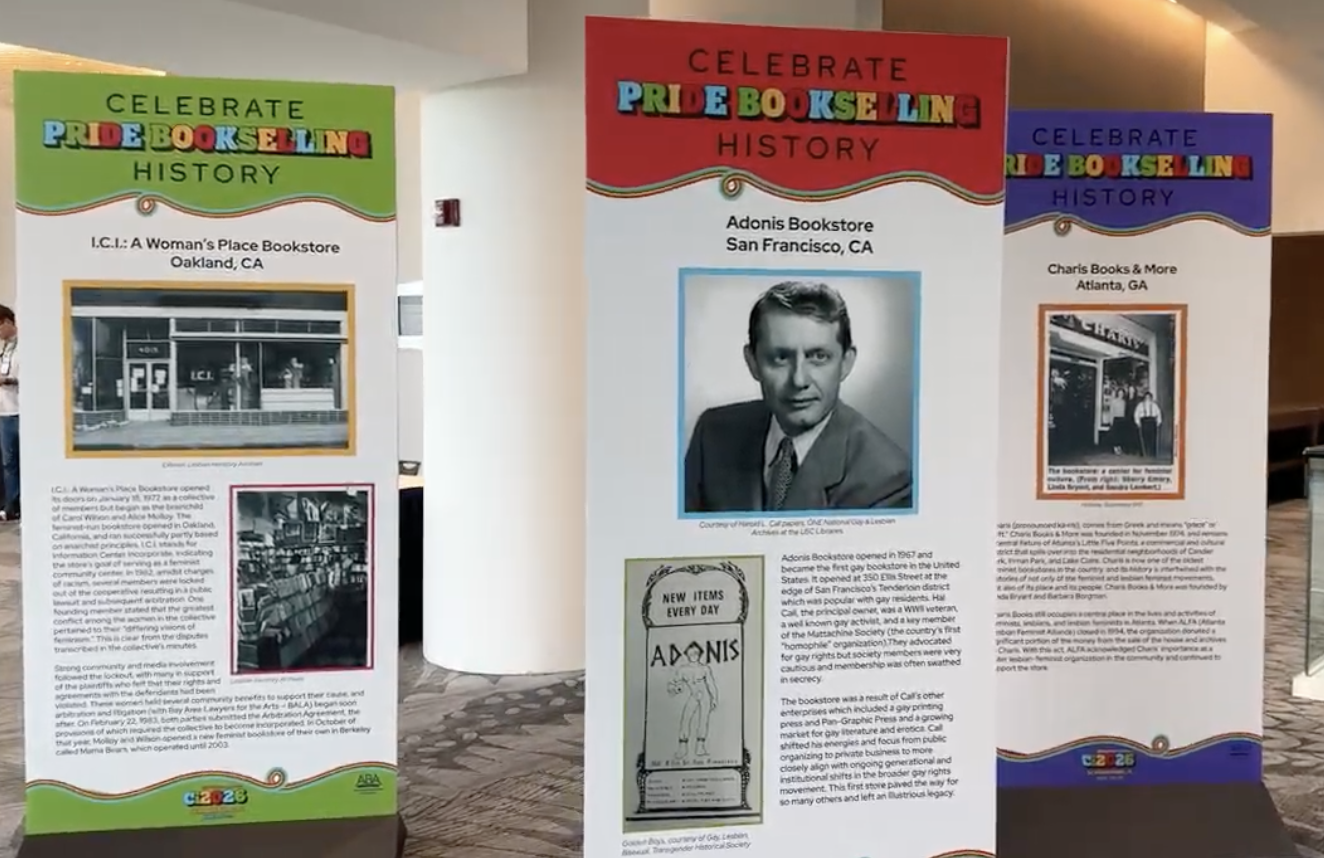 Celebrate Pride Bookselling History display at Children's Institute 2026.