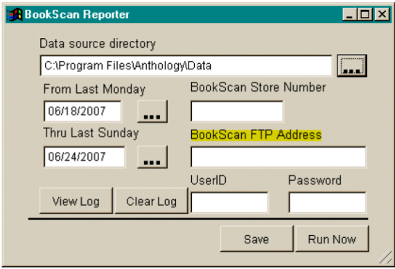 Screenshot of Anthology settings window